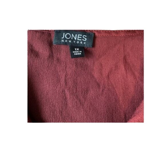 Jones New York Brick Red Button-Up Blouse Women’s 1X NWT Versatile Chic - Picture 3 of 6
